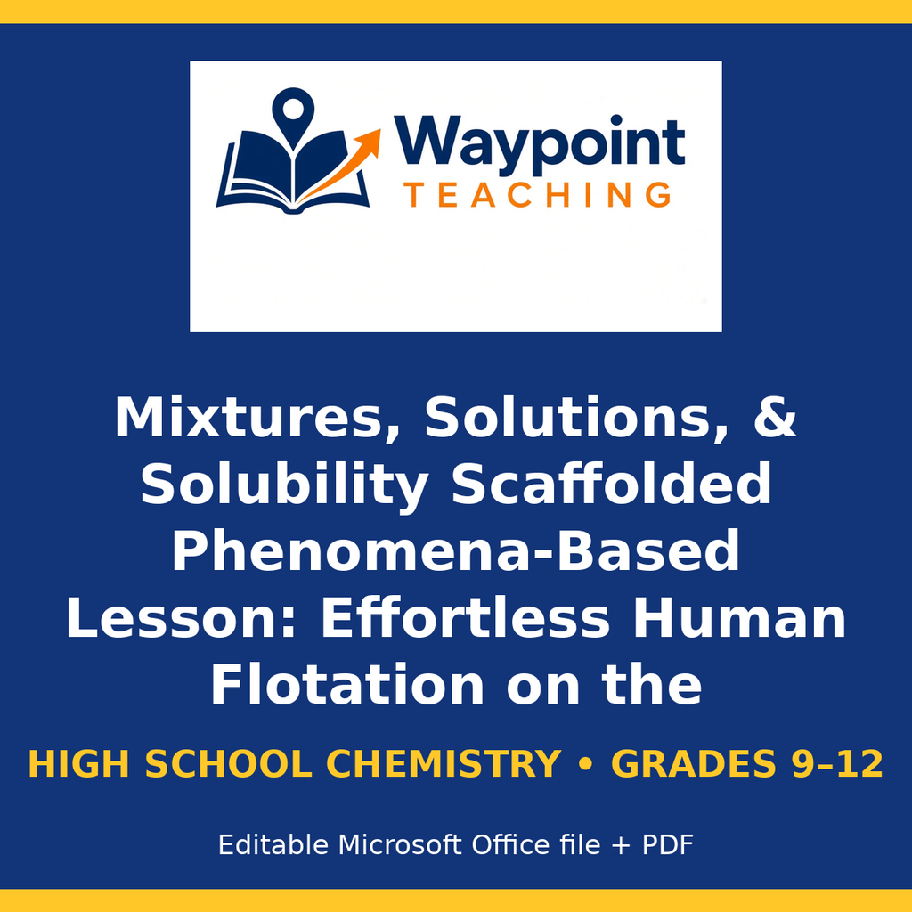Mixtures, Solutions, & Solubility Scaffolded Phenomena-Based Lesson: Effortless Human Flotation on the Saturated Brine of the Dead Sea Presentation cover