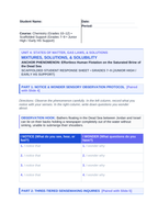 Mixtures, Solutions, & Solubility Scaffolded Phenomena-Based Lesson: Effortless Human Flotation on the Saturated Brine of the Dead Sea Student Response Sheet sample page