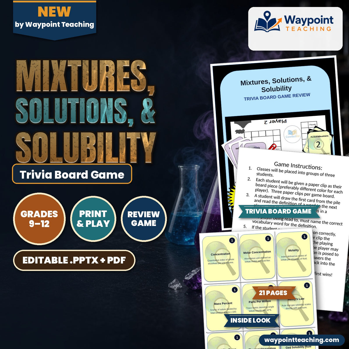 Mixtures, Solutions, & Solubility Trivia Board Game cover