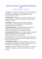 Mixtures, Solutions, & Solubility Vocabulary Words & Definitions sample page
