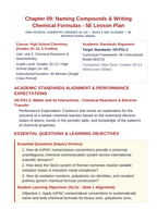 Naming Compounds & Writing Chemical Formulas 5E Lesson Plan sample page