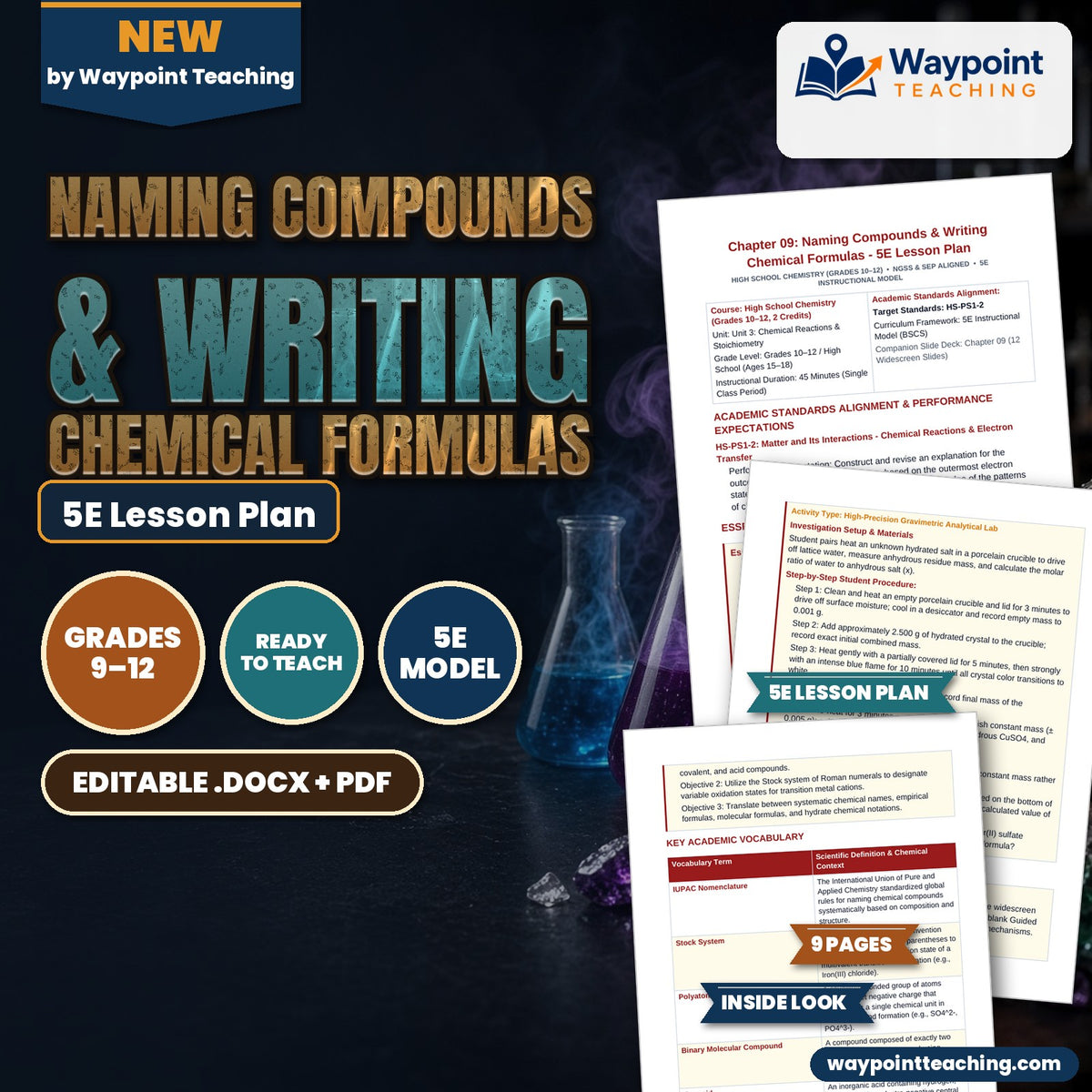Naming Compounds & Writing Chemical Formulas 5E Lesson Plan cover