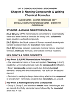 Naming Compounds & Writing Chemical Formulas Guided Notes sample page