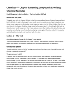 Naming Compounds & Writing Chemical Formulas Model Response & Scoring Guide sample page