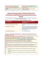 Naming Compounds & Writing Chemical Formulas Scaffolded Phenomena-Based Lesson: Contrasting Chemical Properties of Iron(II) vs. Iron(III) Oxides Teacher Discussion Guide sample page