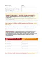 Naming Compounds & Writing Chemical Formulas Scaffolded Phenomena-Based Lesson: Contrasting Chemical Properties of Iron(II) vs. Iron(III) Oxides Student Response Sheet sample page