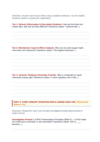 Naming Compounds & Writing Chemical Formulas Scaffolded Phenomena-Based Lesson: Contrasting Chemical Properties of Iron(II) vs. Iron(III) Oxides Student Response Sheet sample page