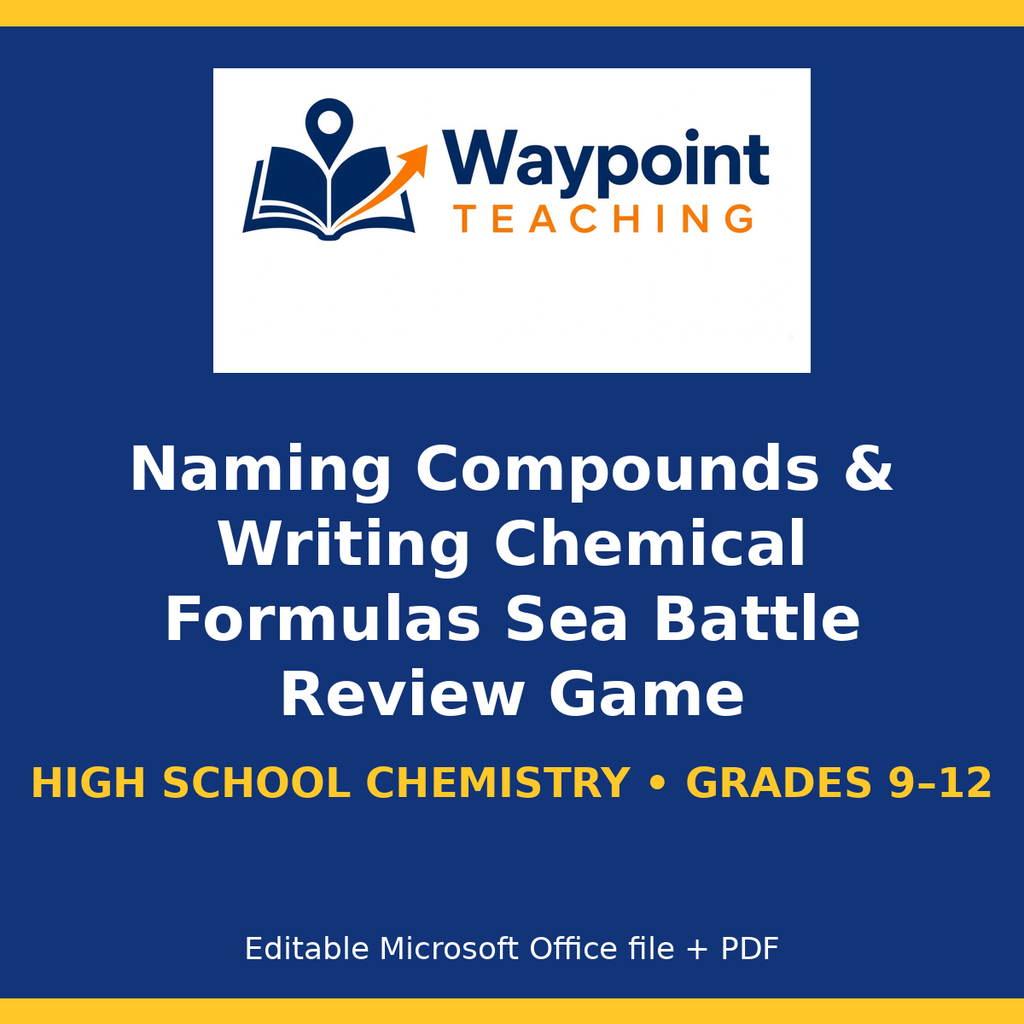 Naming Compounds & Writing Chemical Formulas Sea Battle Review Game cover