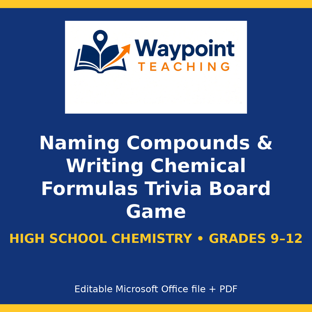 Naming Compounds & Writing Chemical Formulas Trivia Board Game cover