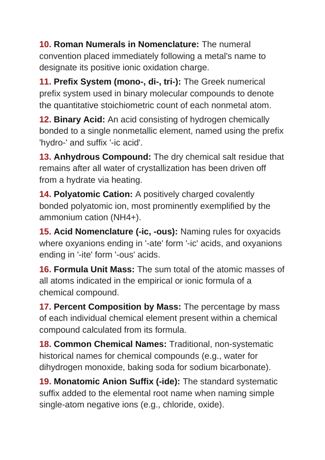 Naming Compounds & Writing Chemical Formulas Vocabulary Words & Definitions sample page