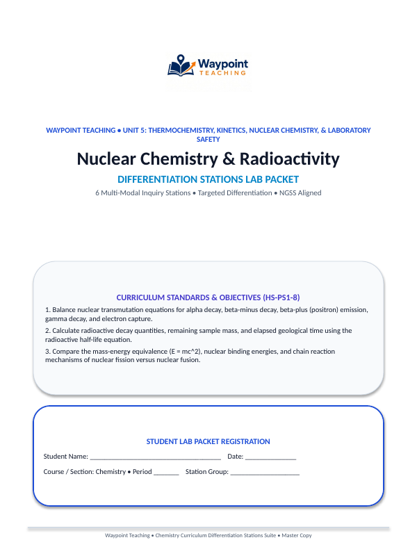 Nuclear Chemistry & Radioactivity Differentiation Stations sample page