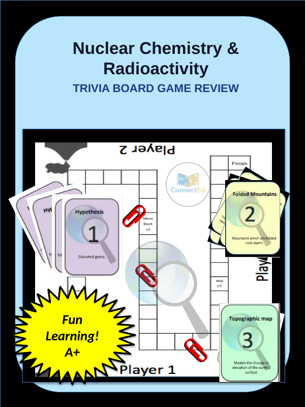 Nuclear Chemistry & Radioactivity Trivia Board Game sample page