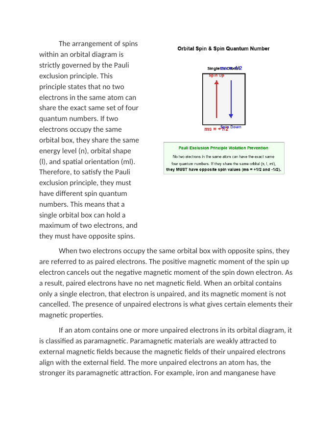 Orbital Diagrams and Electron Spin Reading Worksheet sample page