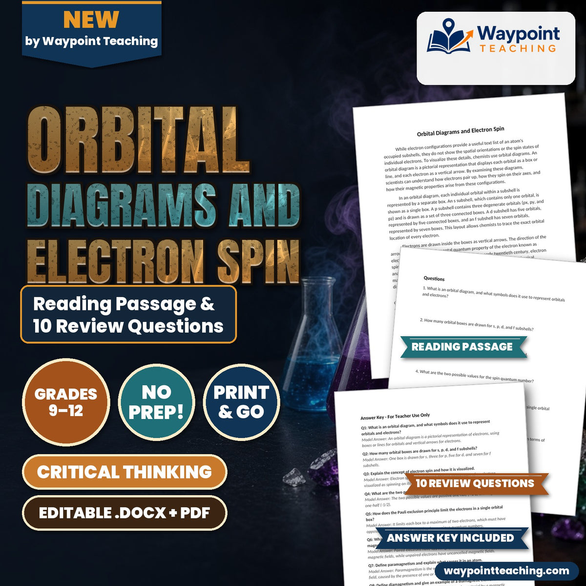 Orbital Diagrams and Electron Spin Reading Worksheet cover
