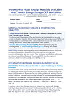 Paraffin Wax Phase Change Materials and Latent Heat Thermal Energy Storage CER Phenomena Worksheet sample page