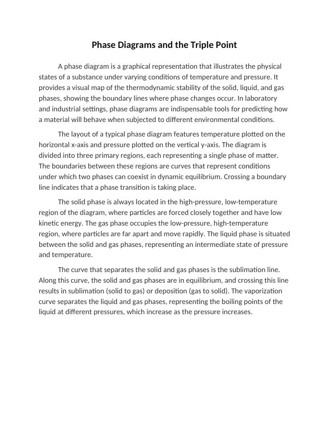 Phase Diagrams and the Triple Point Reading Worksheet sample page