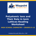 Polyatomic Ions and Their Role in Ionic Lattices Reading Worksheet cover