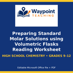 Preparing Standard Molar Solutions using Volumetric Flasks Reading Worksheet cover