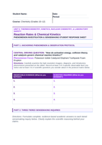 Reaction Rates & Chemical Kinetics Phenomena-Based Lesson: Potassium Iodide Catalyzed Elephant Toothpaste Foam Eruption Student Response Sheet sample page