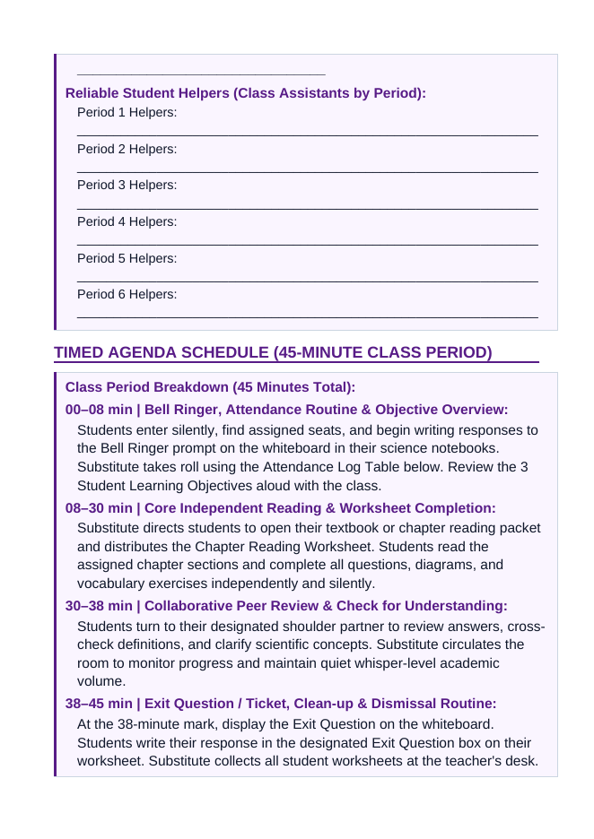 Reaction Rates & Chemical Kinetics Substitute Lesson Plan sample page