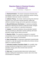 Reaction Rates & Chemical Kinetics Vocabulary Words & Definitions sample page