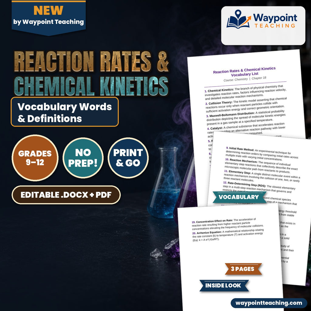 Reaction Rates & Chemical Kinetics Vocabulary Words & Definitions cover