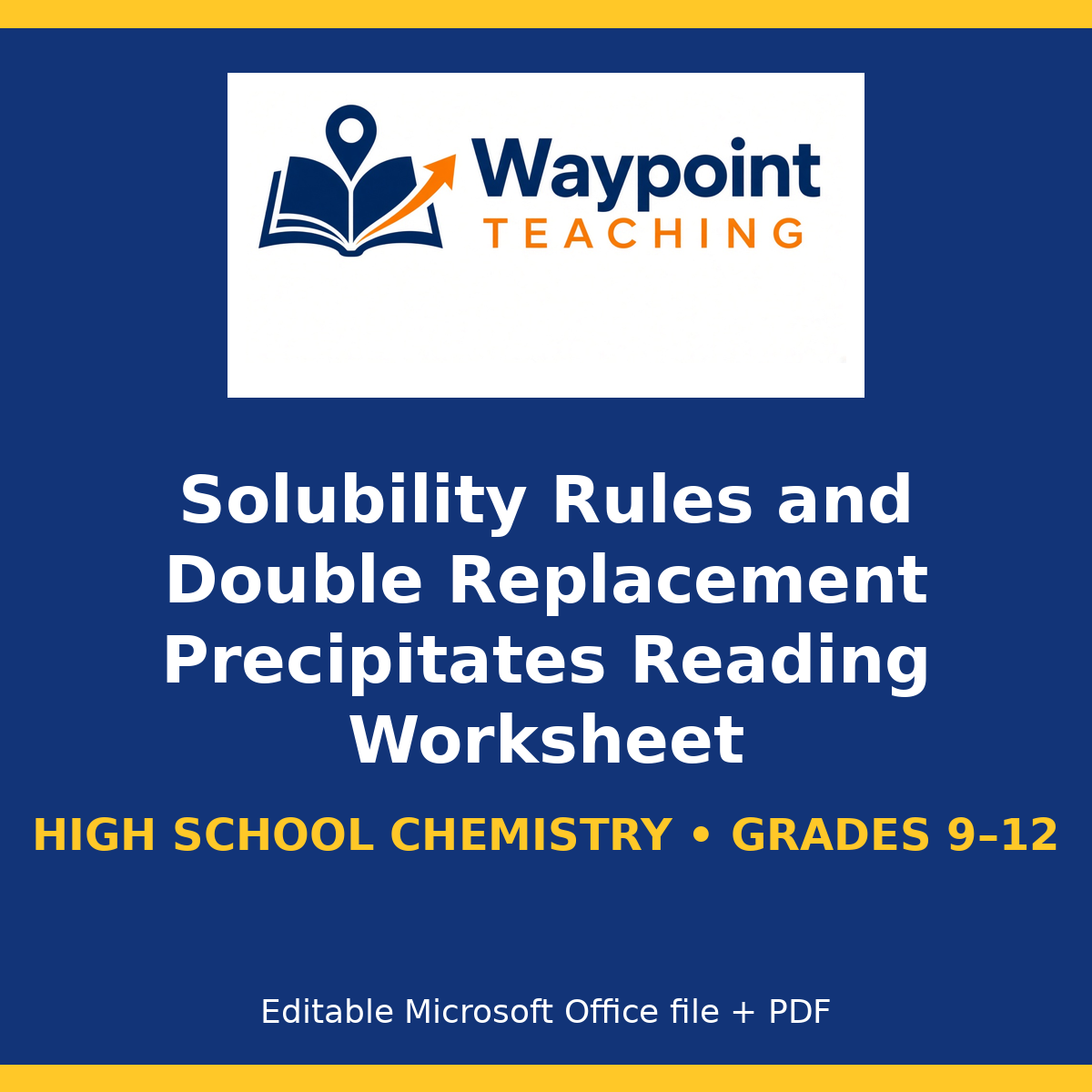 Solubility Rules and Double Replacement Precipitates Reading Worksheet cover
