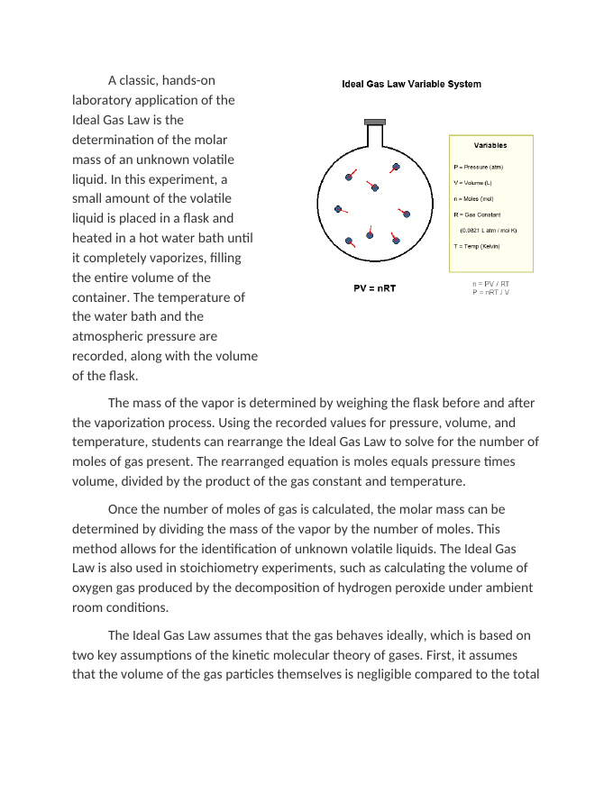 Solving for Unknowns Using PVnRT in Lab Settings Reading Worksheet sample page