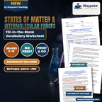 States of Matter & Intermolecular Forces Fill-in-the-Blank Vocabulary Worksheet cover