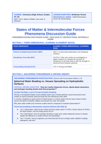 States of Matter & Intermolecular Forces Phenomena-Based Lesson: Spherical Water Beading vs. Hexane Spreading on Hydrophobic Surfaces Teacher Discussion Guide sample page