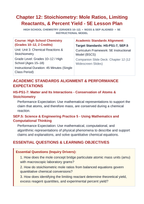 Stoichiometry: Mole Ratios, Limiting Reactants, & Percent Yield 5E Lesson Plan sample page