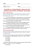 Stoichiometry: Mole Ratios, Limiting Reactants, & Percent Yield Lesson Quiz sample page