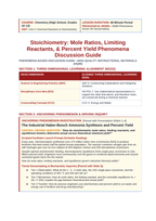 Stoichiometry: Mole Ratios, Limiting Reactants, & Percent Yield Phenomena-Based Lesson: The Industrial Haber-Bosch Ammonia Synthesis and Percent Yield Teacher Discussion Guide sample page