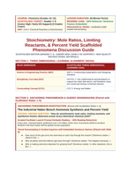 Stoichiometry: Mole Ratios, Limiting Reactants, & Percent Yield Scaffolded Phenomena-Based Lesson: The Industrial Haber-Bosch Ammonia Synthesis and Percent Yield Teacher Discussion Guide sample page