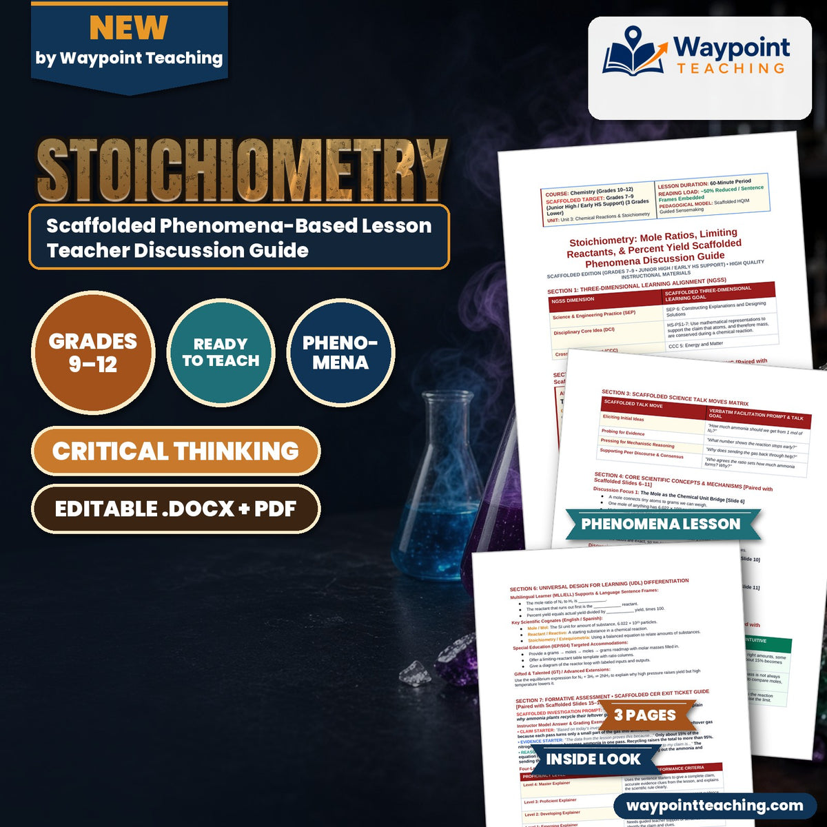 Stoichiometry: Mole Ratios, Limiting Reactants, & Percent Yield Scaffolded Phenomena-Based Lesson: The Industrial Haber-Bosch Ammonia Synthesis and Percent Yield Teacher Discussion Guide cover