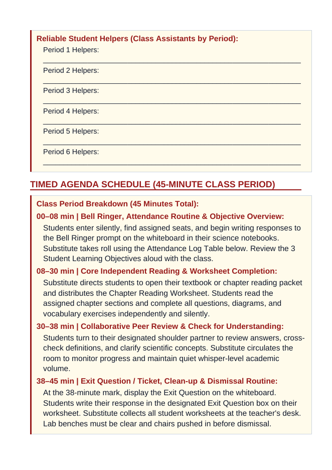Stoichiometry: Mole Ratios, Limiting Reactants, & Percent Yield Substitute Lesson Plan sample page