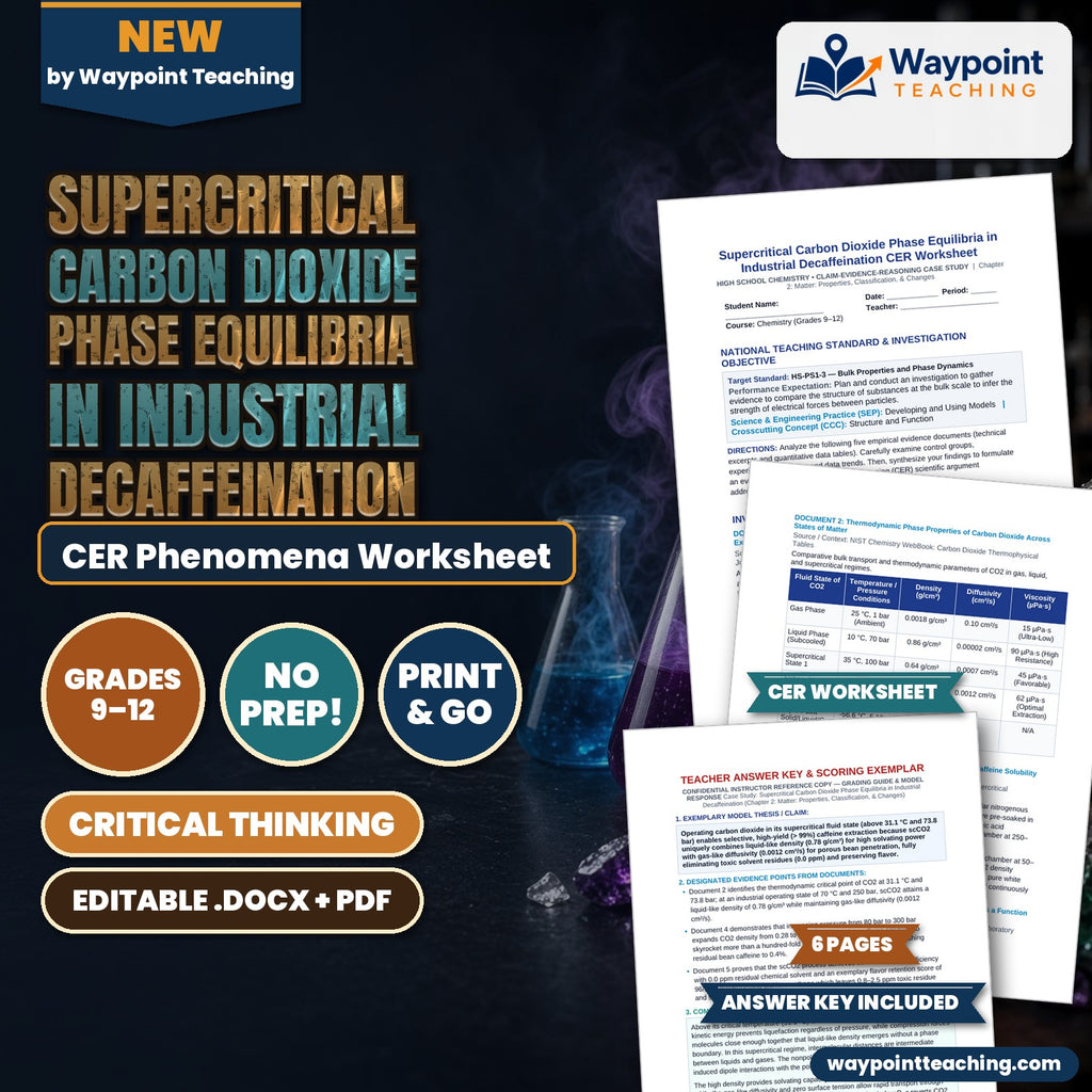 Supercritical Carbon Dioxide Phase Equilibria in Industrial Decaffeination CER Phenomena Worksheet cover