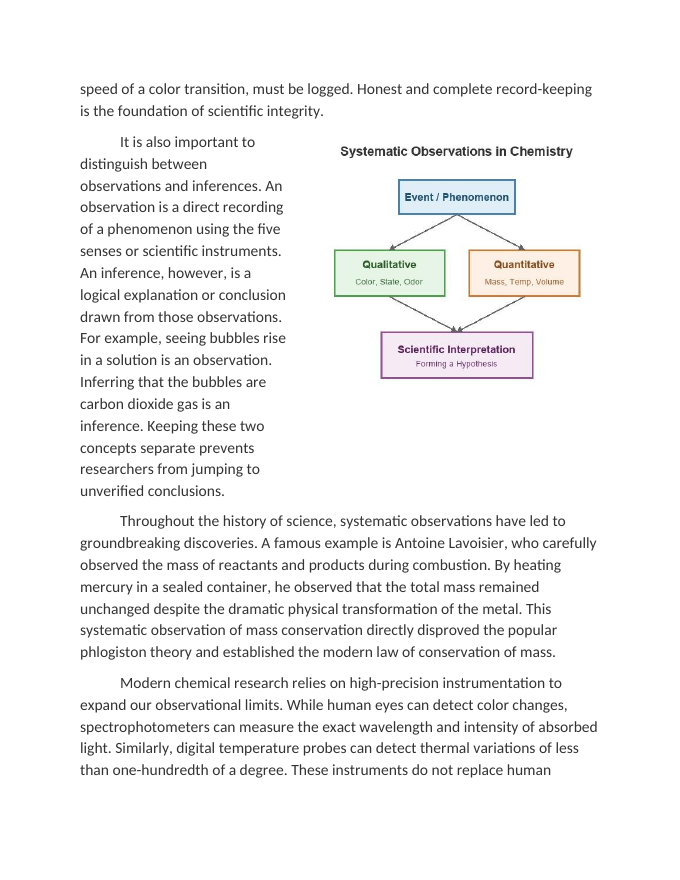 Systematic Observations in Chemical Phenomena Reading Worksheet sample page