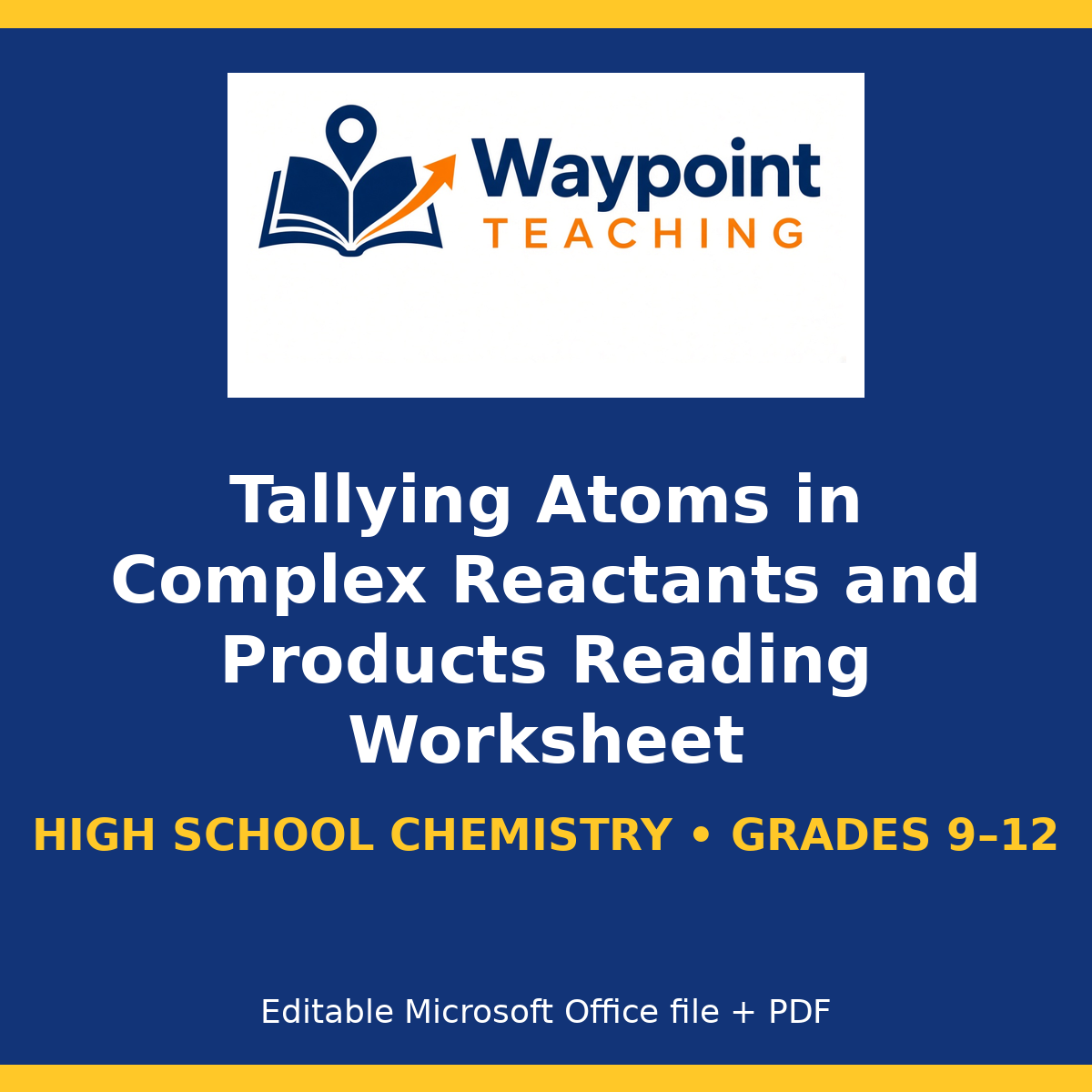 Tallying Atoms in Complex Reactants and Products Reading Worksheet cover