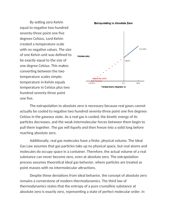 The Kelvin Scale and Absolute Zero Extrapolation Reading Worksheet sample page