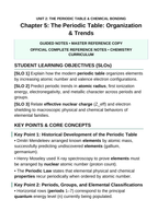 The Periodic Table: Organization & Trends Guided Notes sample page
