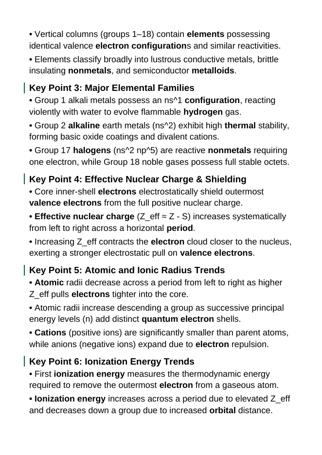 The Periodic Table: Organization & Trends Guided Notes sample page