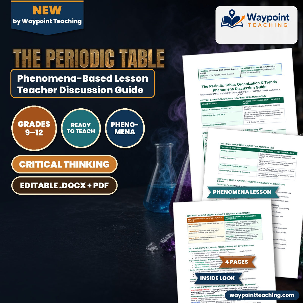 The Periodic Table: Organization & Trends Phenomena-Based Lesson: Gallium Metal Spontaneously Melting in the Palm of a Hand Teacher Discussion Guide cover