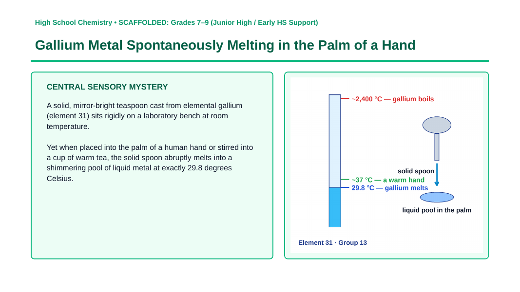 The Periodic Table: Organization & Trends Scaffolded Phenomena-Based Lesson: Gallium Metal Spontaneously Melting in the Palm of a Hand Presentation sample page