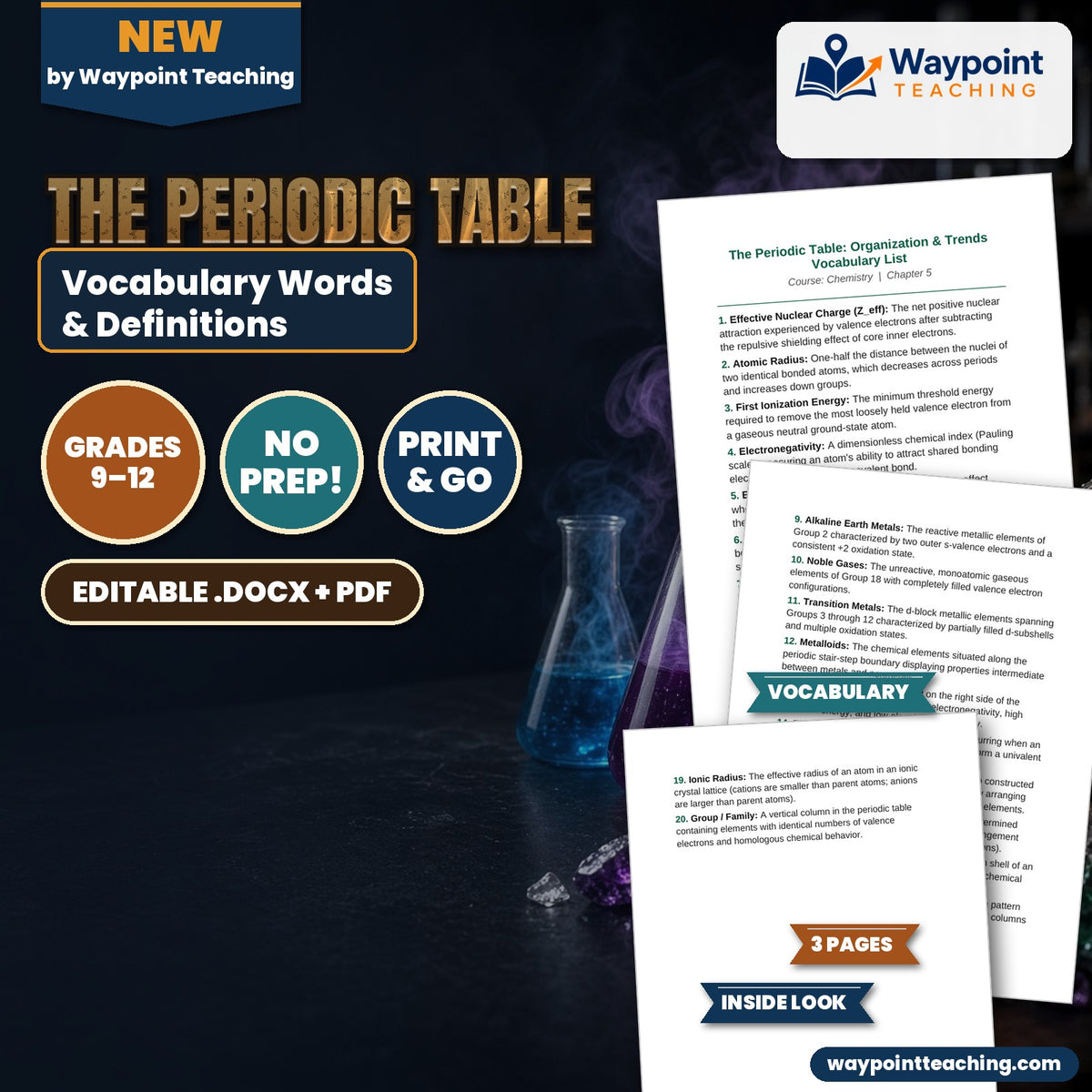 The Periodic Table: Organization & Trends Vocabulary Words & Definitions cover