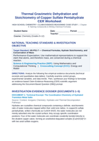 Thermal Gravimetric Dehydration and Stoichiometry of Copper Sulfate Pentahydrate CER Phenomena Worksheet sample page