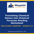 Translating Chemical Names into Chemical Formulas Reading Worksheet cover