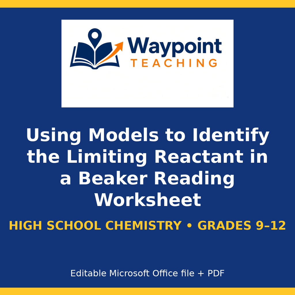 Using Models to Identify the Limiting Reactant in a Beaker Reading Worksheet cover