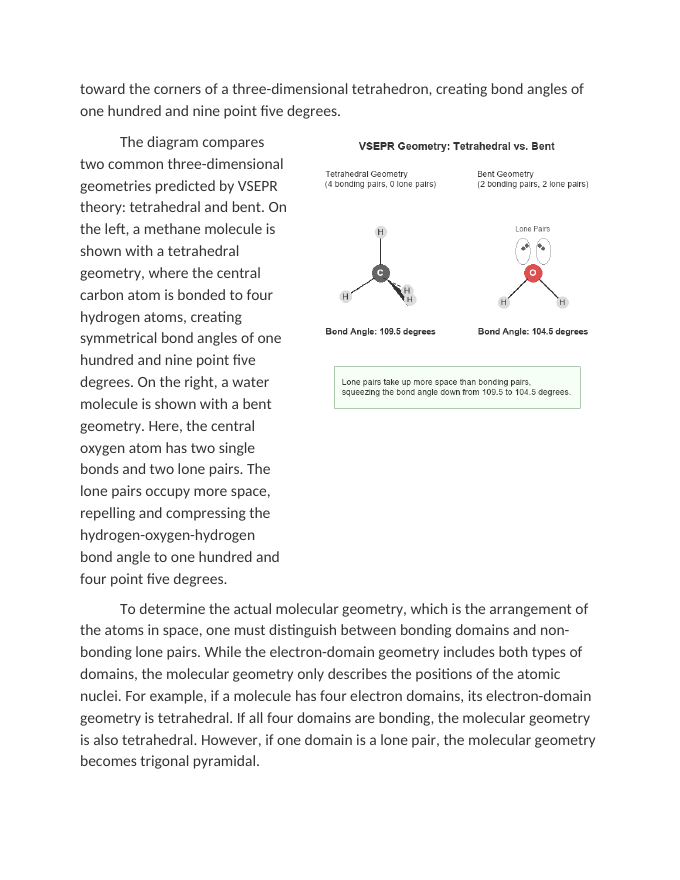 VSEPR Theory and Predicting 3D Molecular Shapes Reading Worksheet sample page