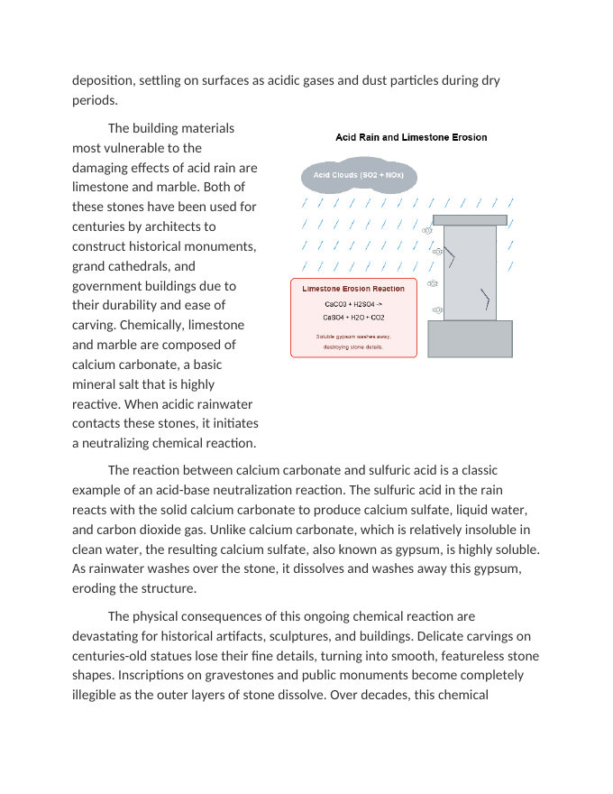 Acid Rain and its Effect on Building Materials Reading Worksheet sample page